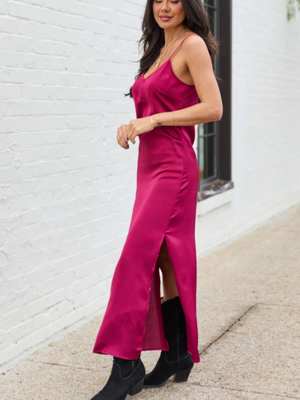 Pink Lily Raspberry Slip Maxi Dress NWT - Picture 3 of 5